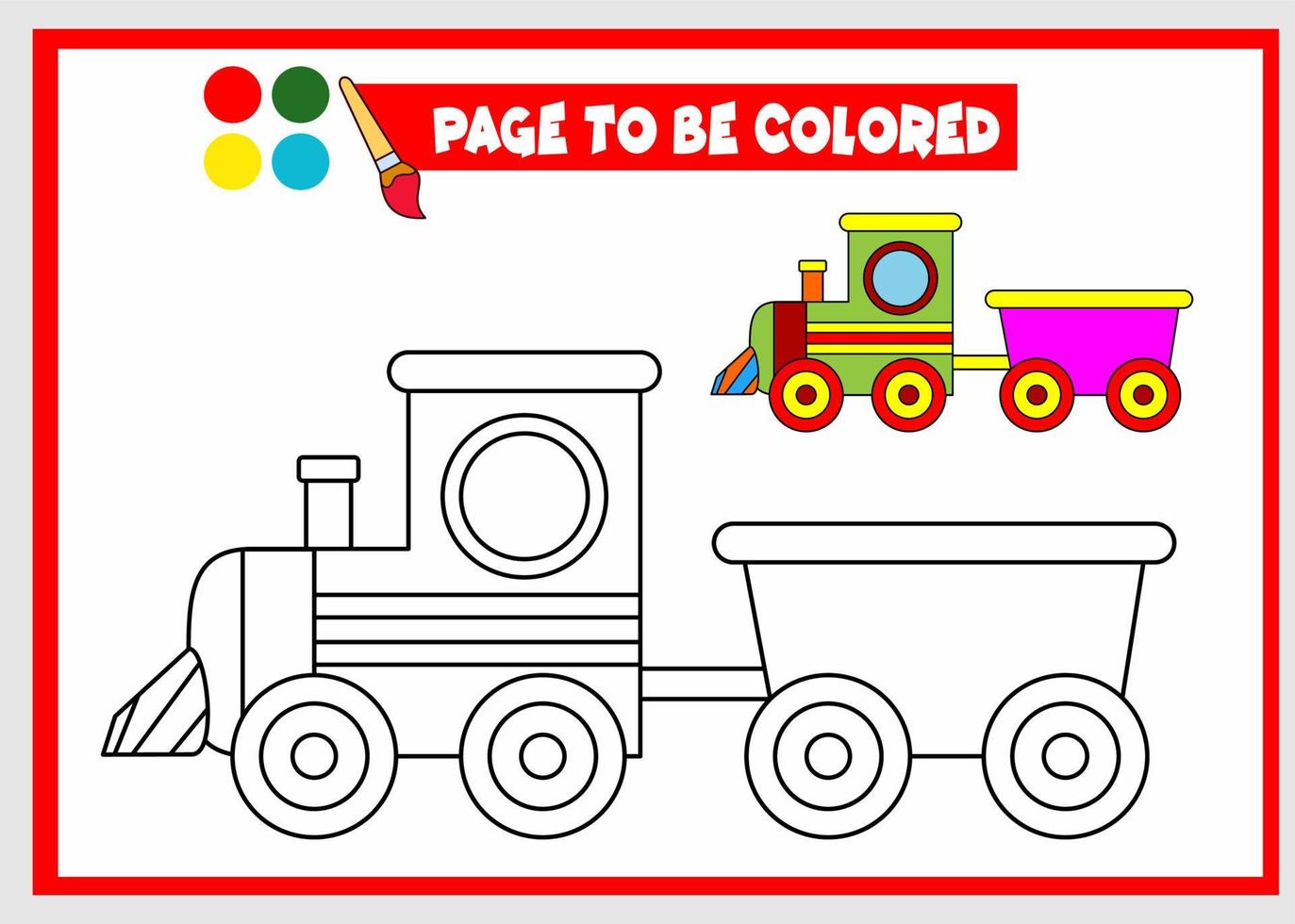 coloring book for kids. train vector