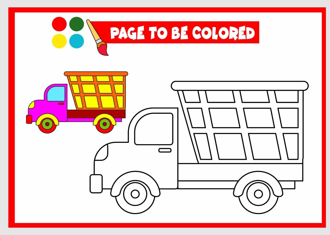 libro para colorear para niños. camión vector