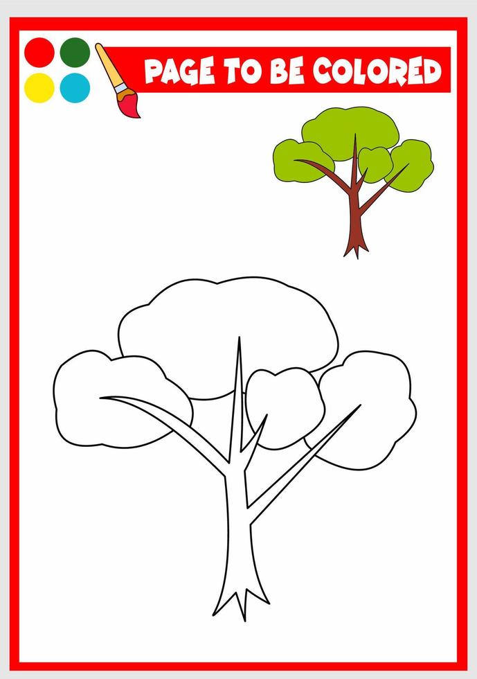 libro para colorear para niños. árbol vector