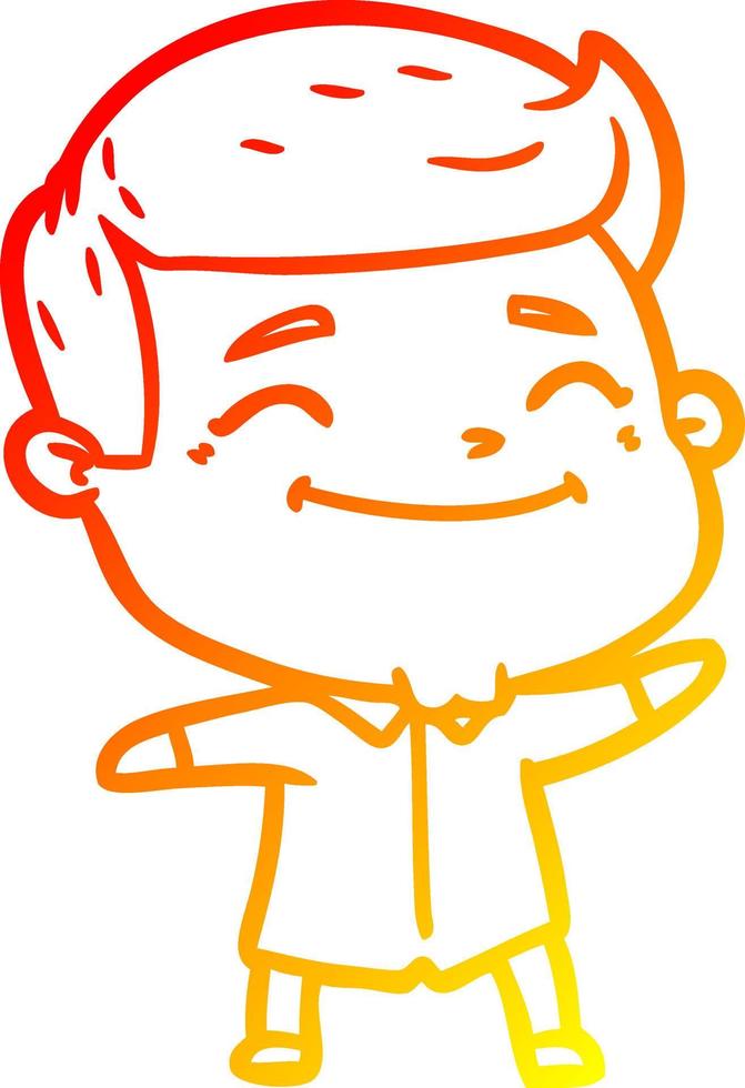 warm gradient line drawing happy cartoon man vector