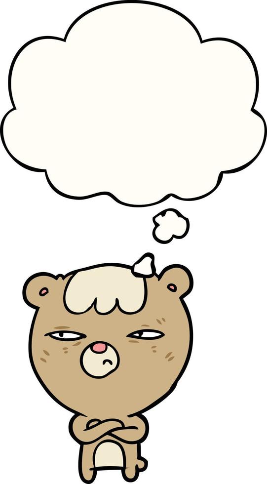 cartoon angry bear and thought bubble vector