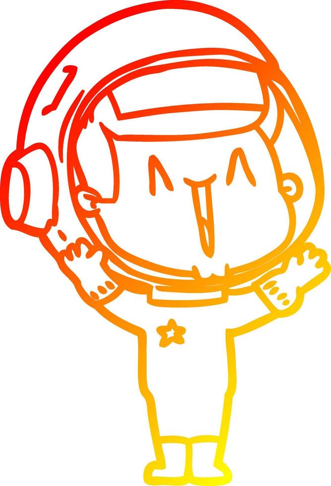 warm gradient line drawing happy cartoon astronaut vector