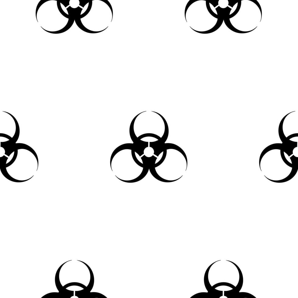 Biohazard sign. Symbol. Repeating vector pattern. Isolated colorless background. Flat style. Seamless ornament. Scientific background. Coronavirus COVID-19.