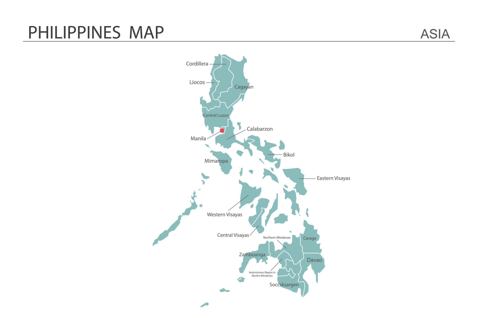Philippines map vector illustration on white background. Map have all