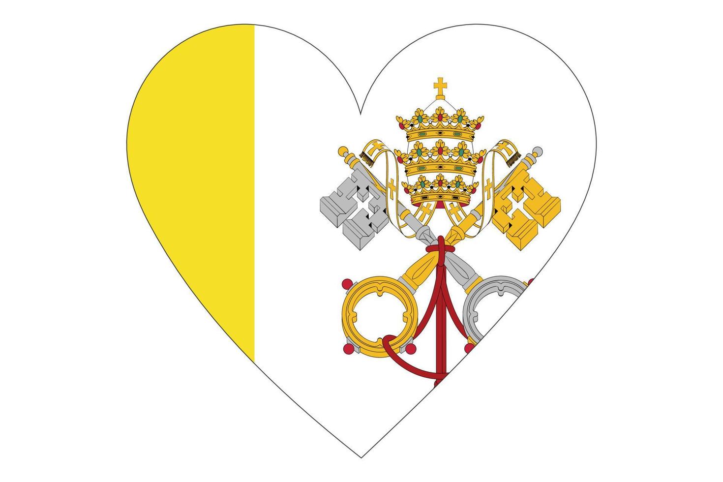 vector de la bandera del corazón de la ciudad del vaticano sobre fondo blanco.