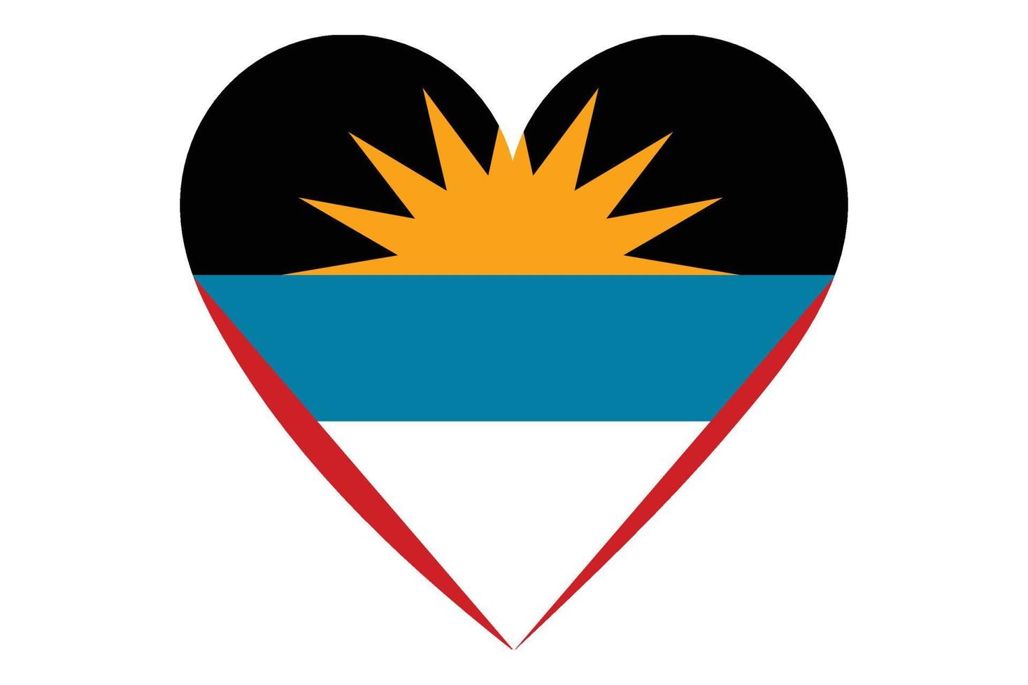 vector de la bandera del corazón de antigua y barbuda sobre fondo blanco.