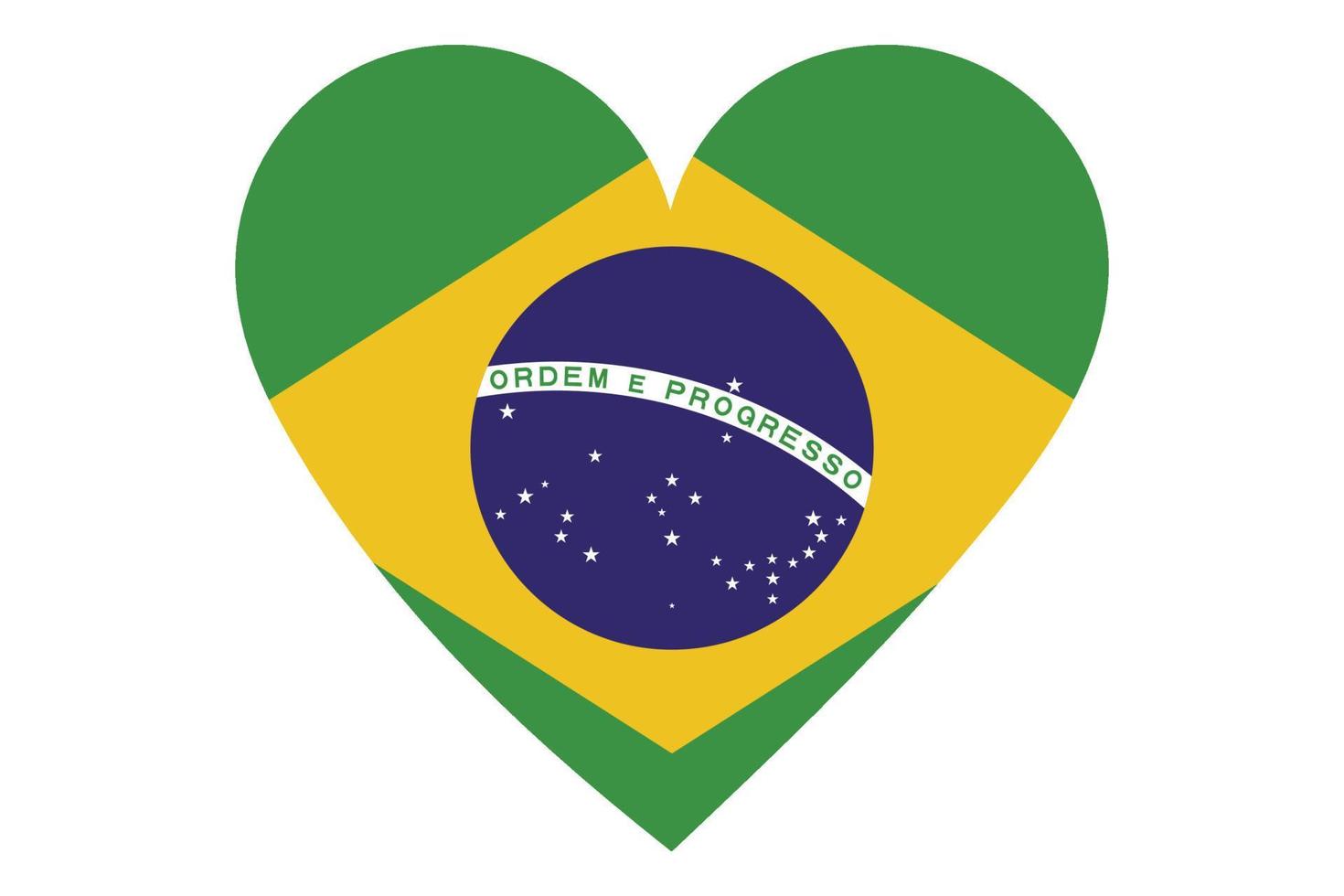 Vector de la bandera del corazón de Brasil sobre fondo blanco.