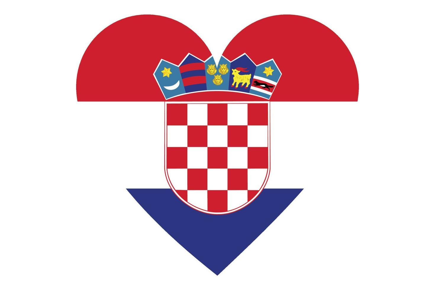 vector de la bandera del corazón de croacia sobre fondo blanco.