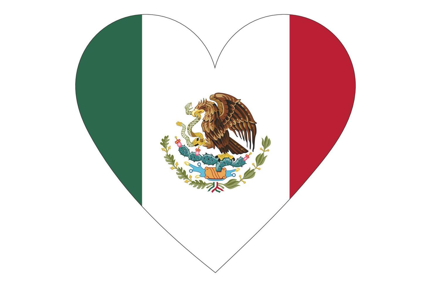 Heart flag vector of Mexico on white background.