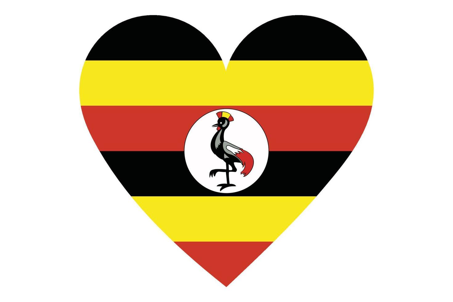 vector de la bandera del corazón de uganda sobre fondo blanco.