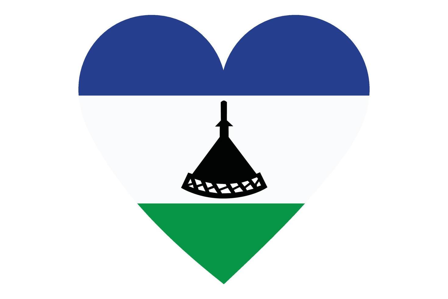 vector de la bandera del corazón de lesotho sobre fondo blanco.