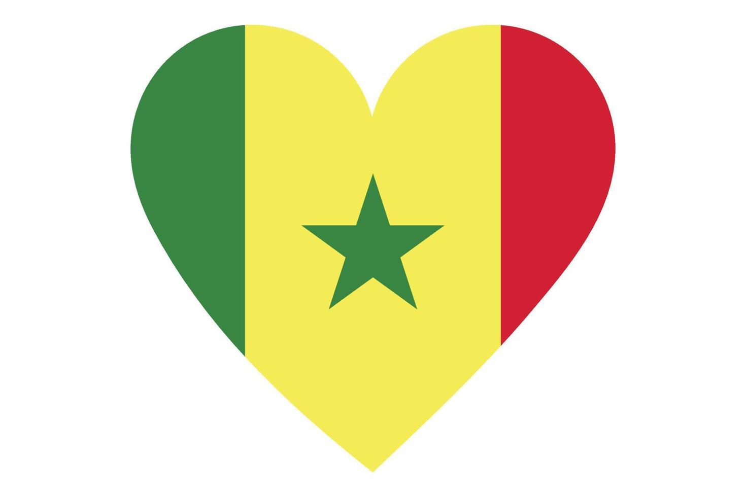 vector de la bandera del corazón de senegal sobre fondo blanco.