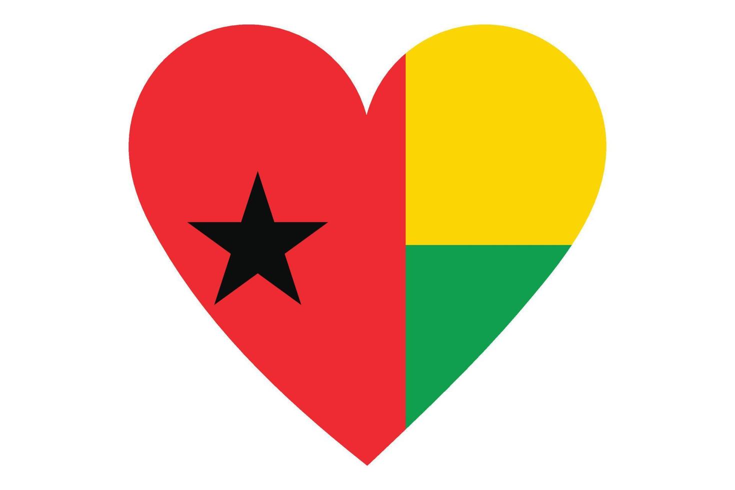 Heart flag vector of Guinea Bissau on white background.