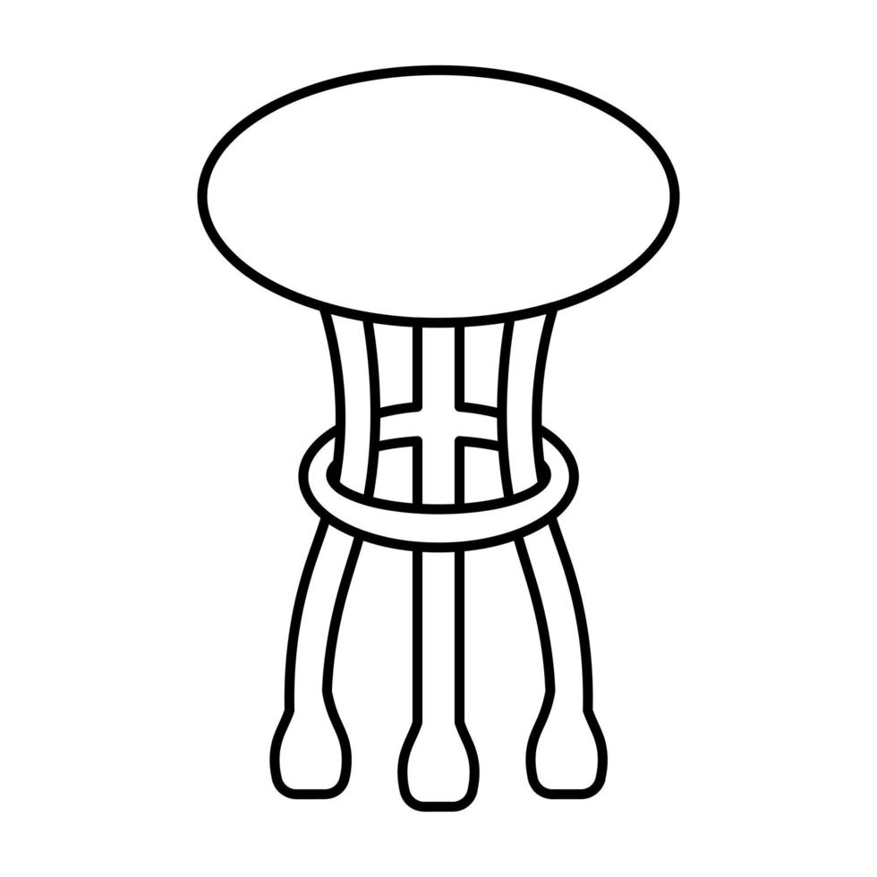 Table. Sketch. Interior element. Vector illustration. Country table on three legs. Curbstone with a round table-top. Outline on isolated background. Furniture for home and office.