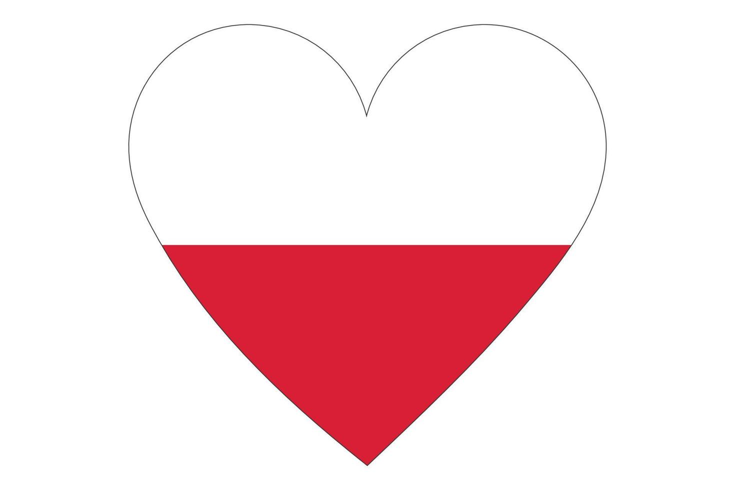 Vector de la bandera del corazón de Polonia sobre fondo blanco.