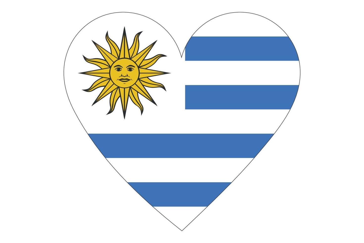 vector de la bandera del corazón de uruguay sobre fondo blanco.
