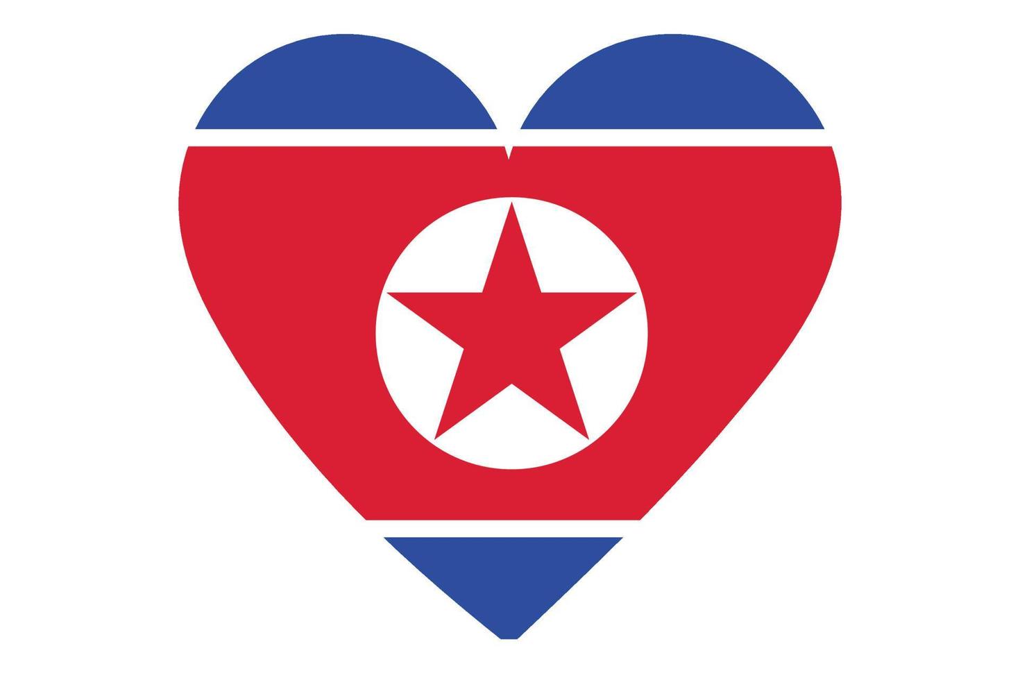 vector de la bandera del corazón de corea del norte sobre fondo blanco.