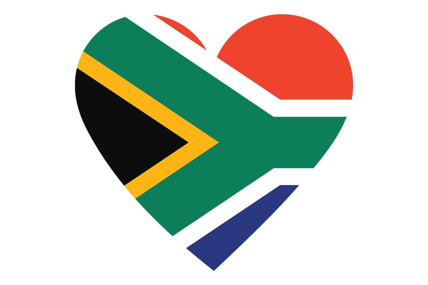 Heart flag vector of South Africa on white background.