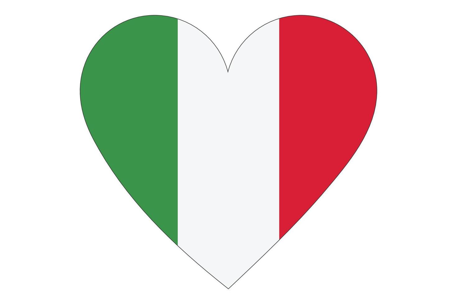 Heart flag vector of Italy on white background.