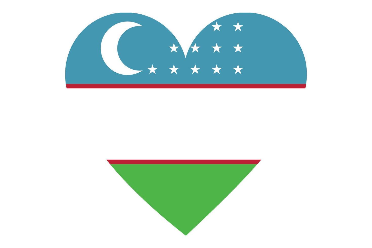 Heart flag vector of Uzbekistan on white background.