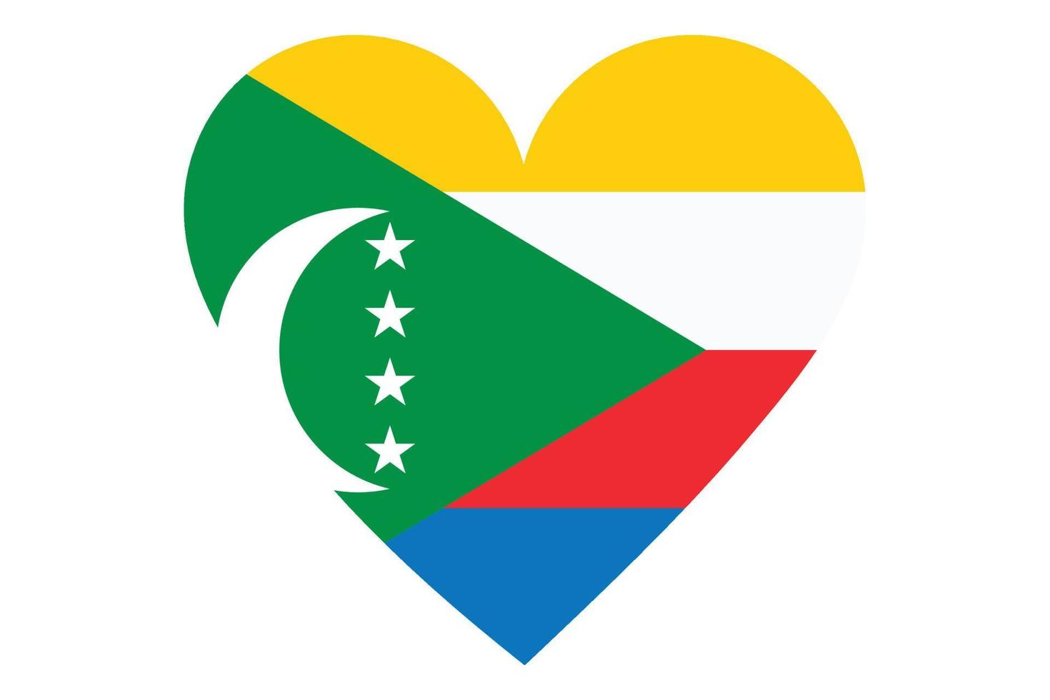 Heart flag vector of Comoros on white background.