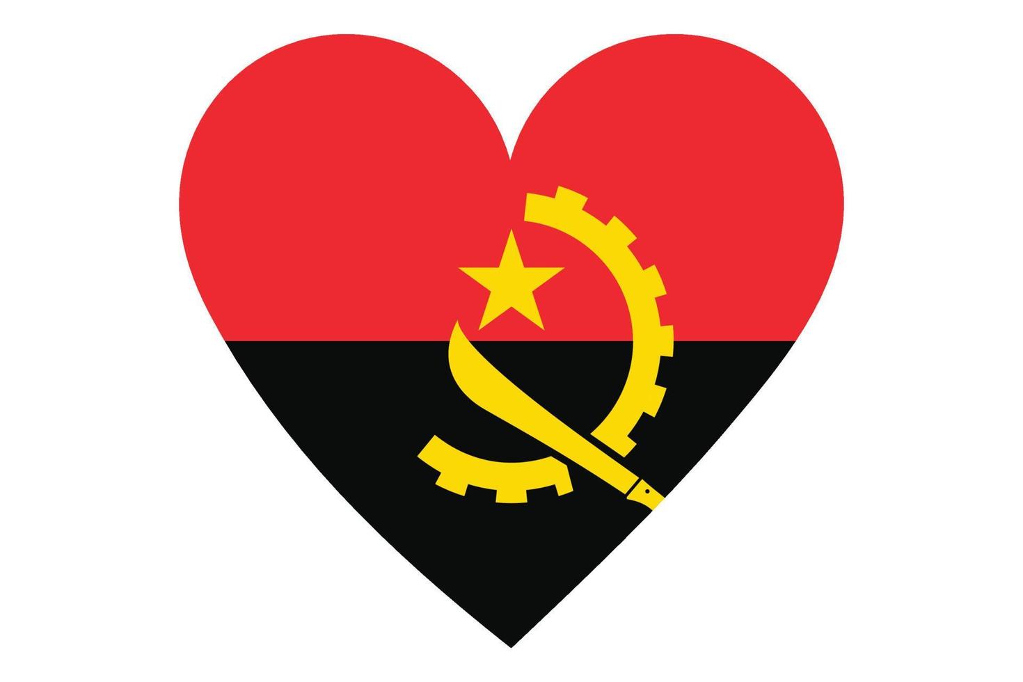 vector de la bandera del corazón de angola sobre fondo blanco.