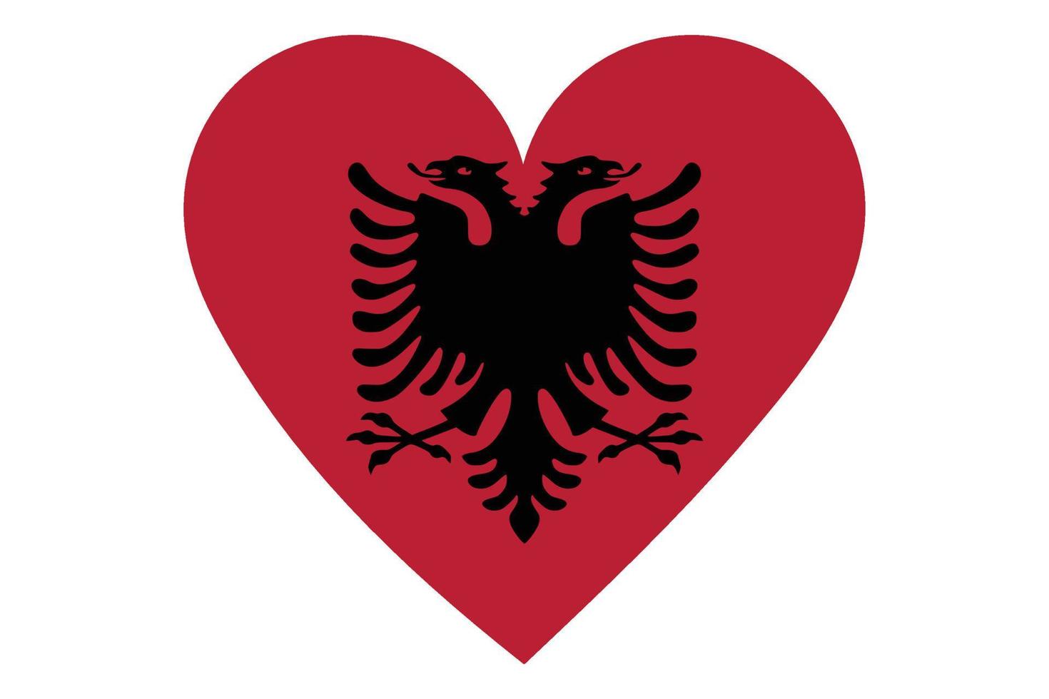 Heart flag vector of Albania on white background.