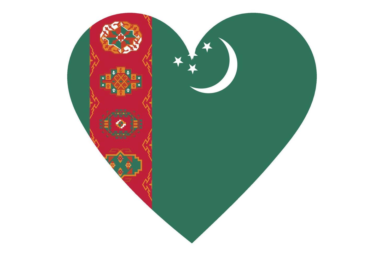 vector de la bandera del corazón de turkmenistán sobre fondo blanco.