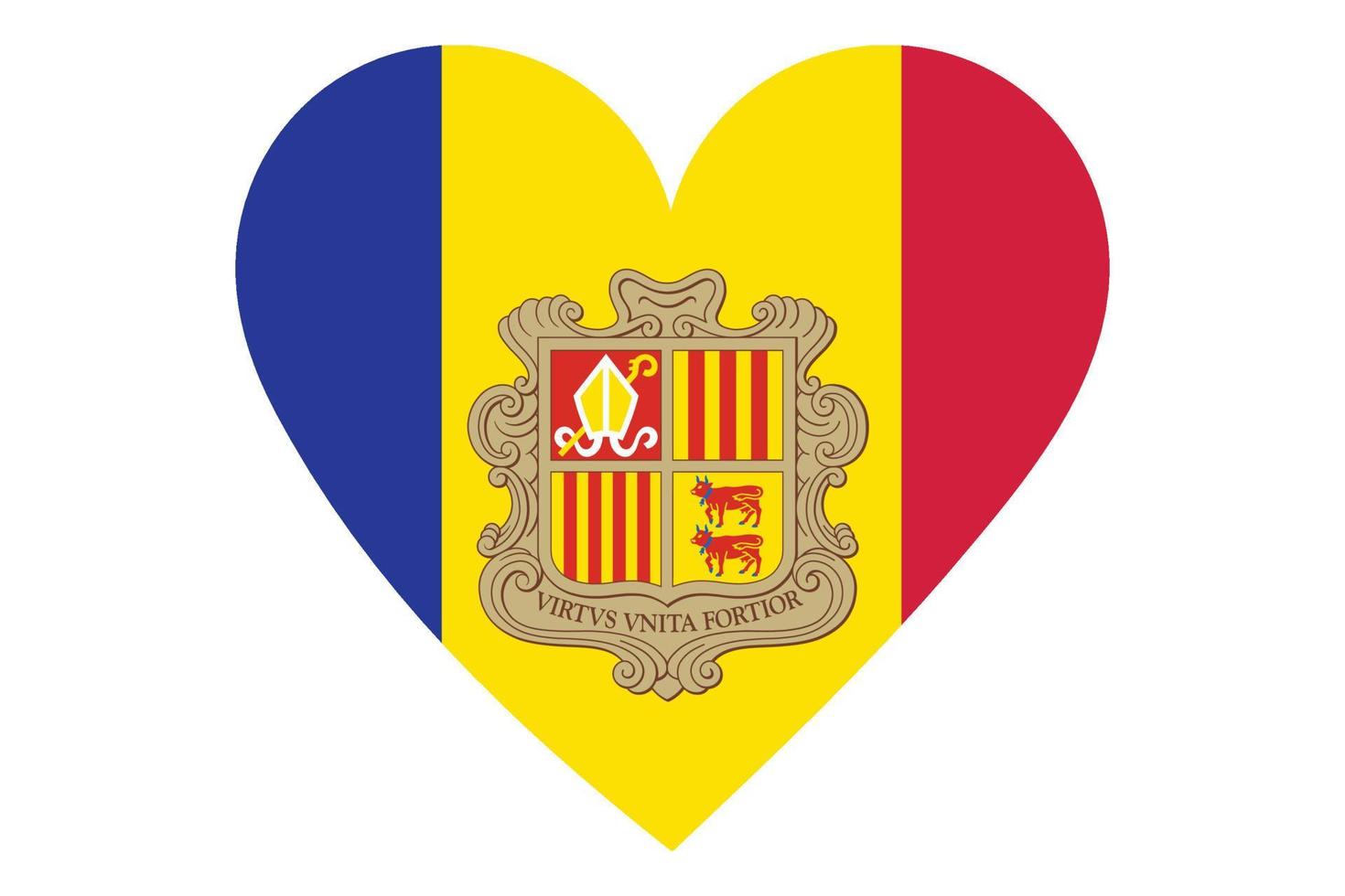 Heart flag vector of Andorra on white background.