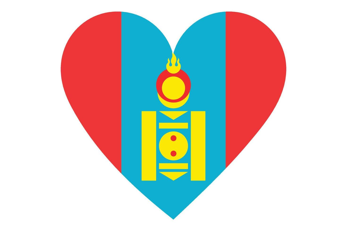 vector de la bandera del corazón de mongolia sobre fondo blanco.