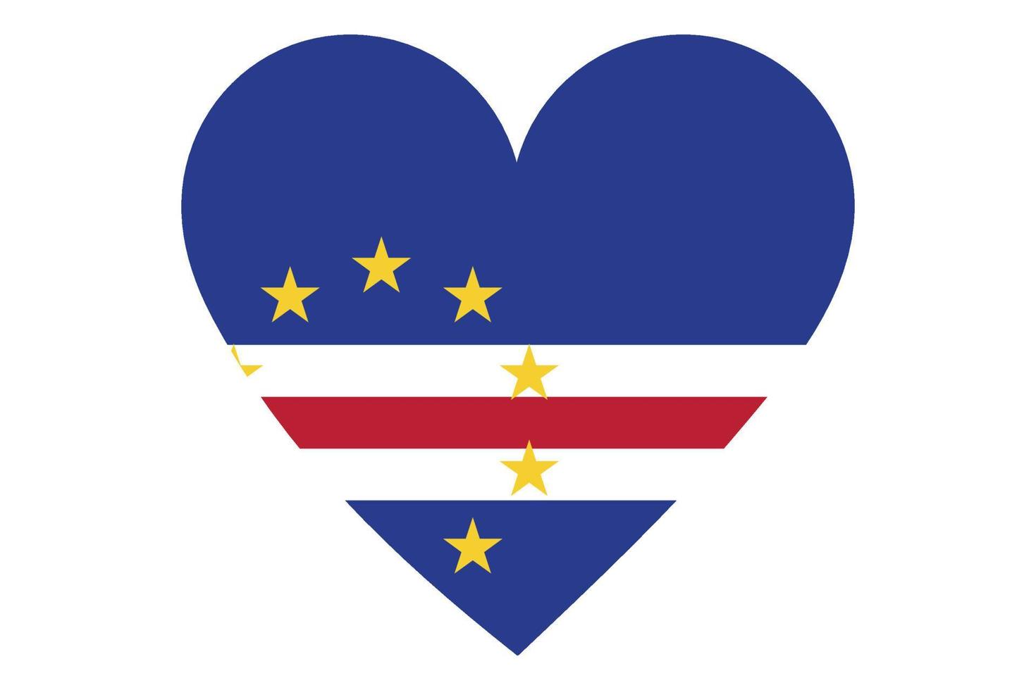 vector de la bandera del corazón de cabo verde sobre fondo blanco.