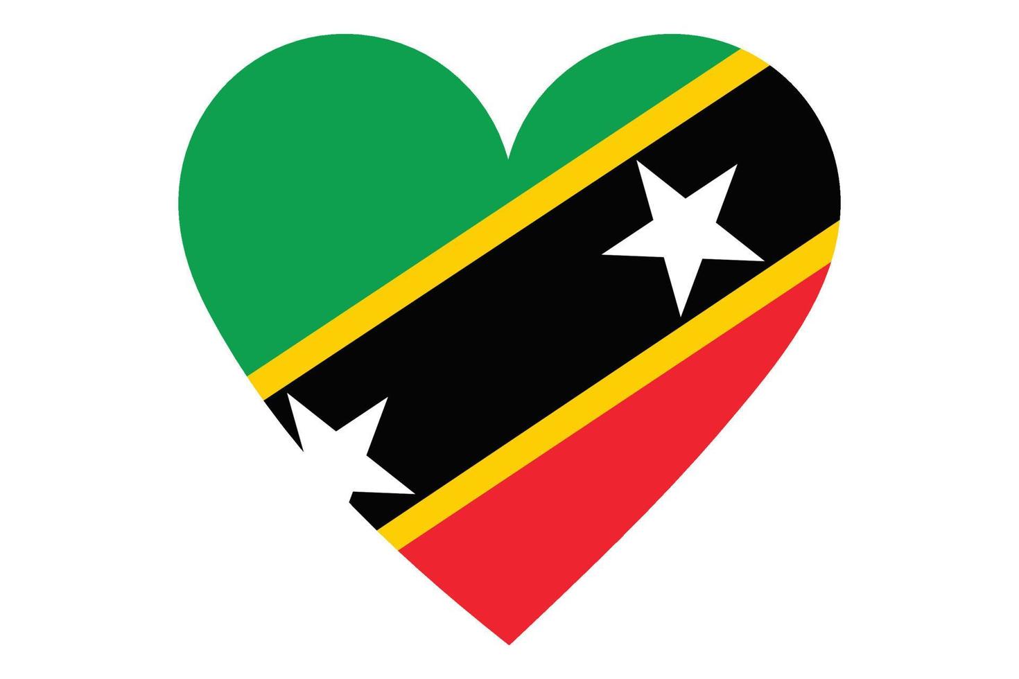 Heart flag vector of Saint Kitts and Nevis on white background.