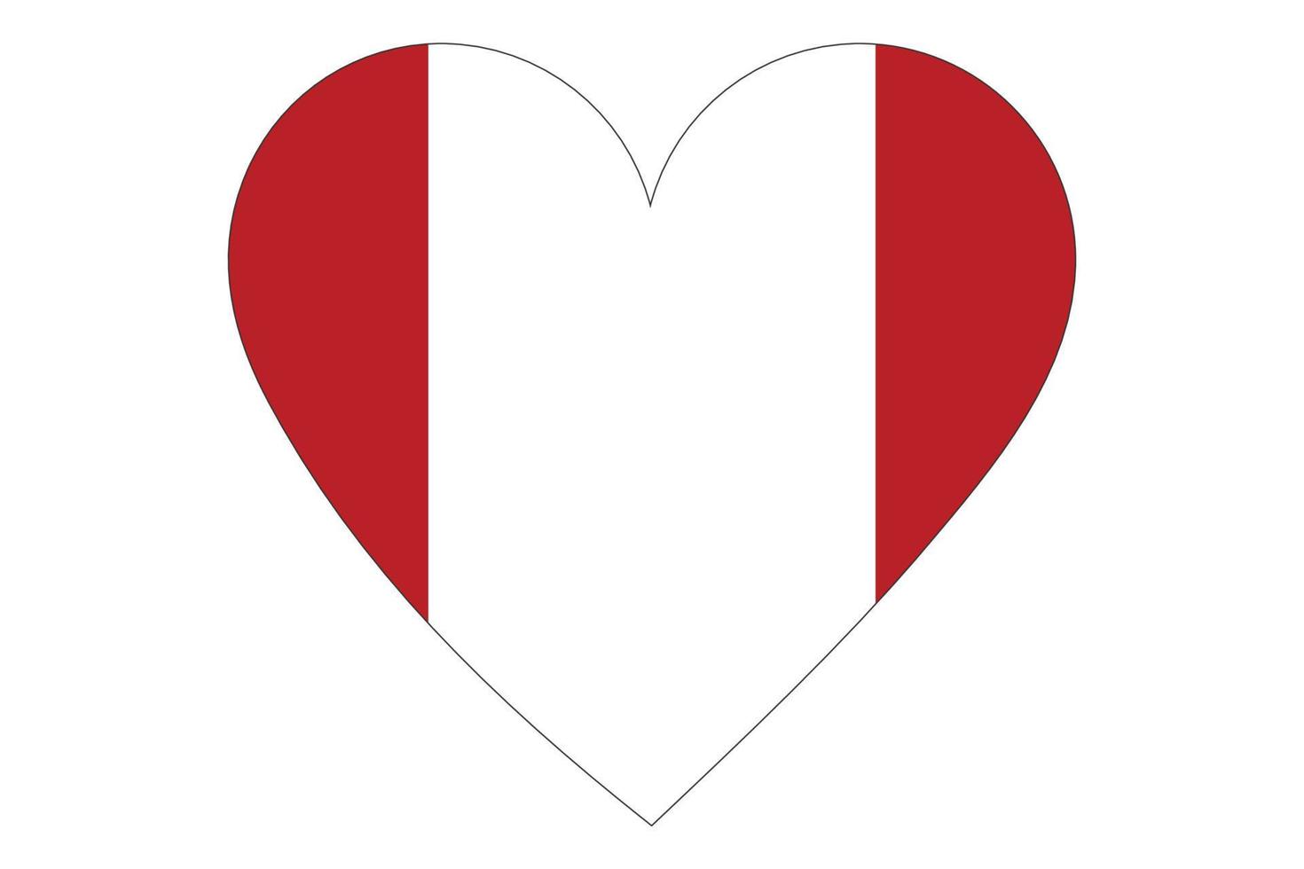 Heart flag vector of Peru on white background.