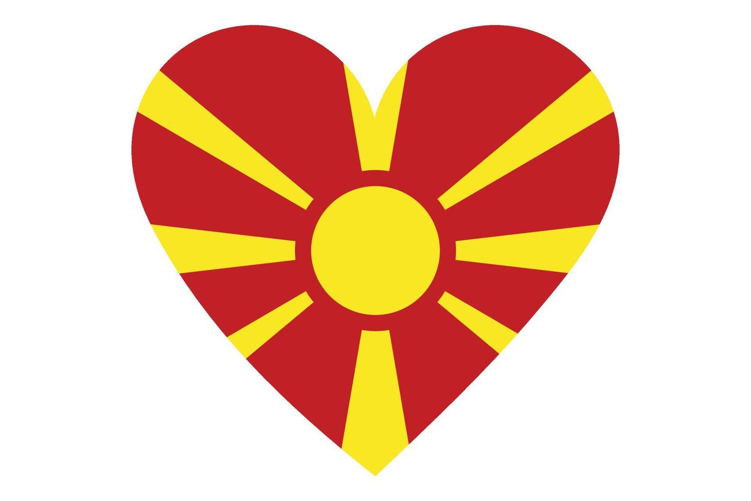 Heart flag vector of North Macedonia on white background.