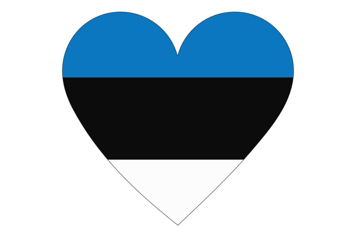 vector de la bandera del corazón de estonia sobre fondo blanco.