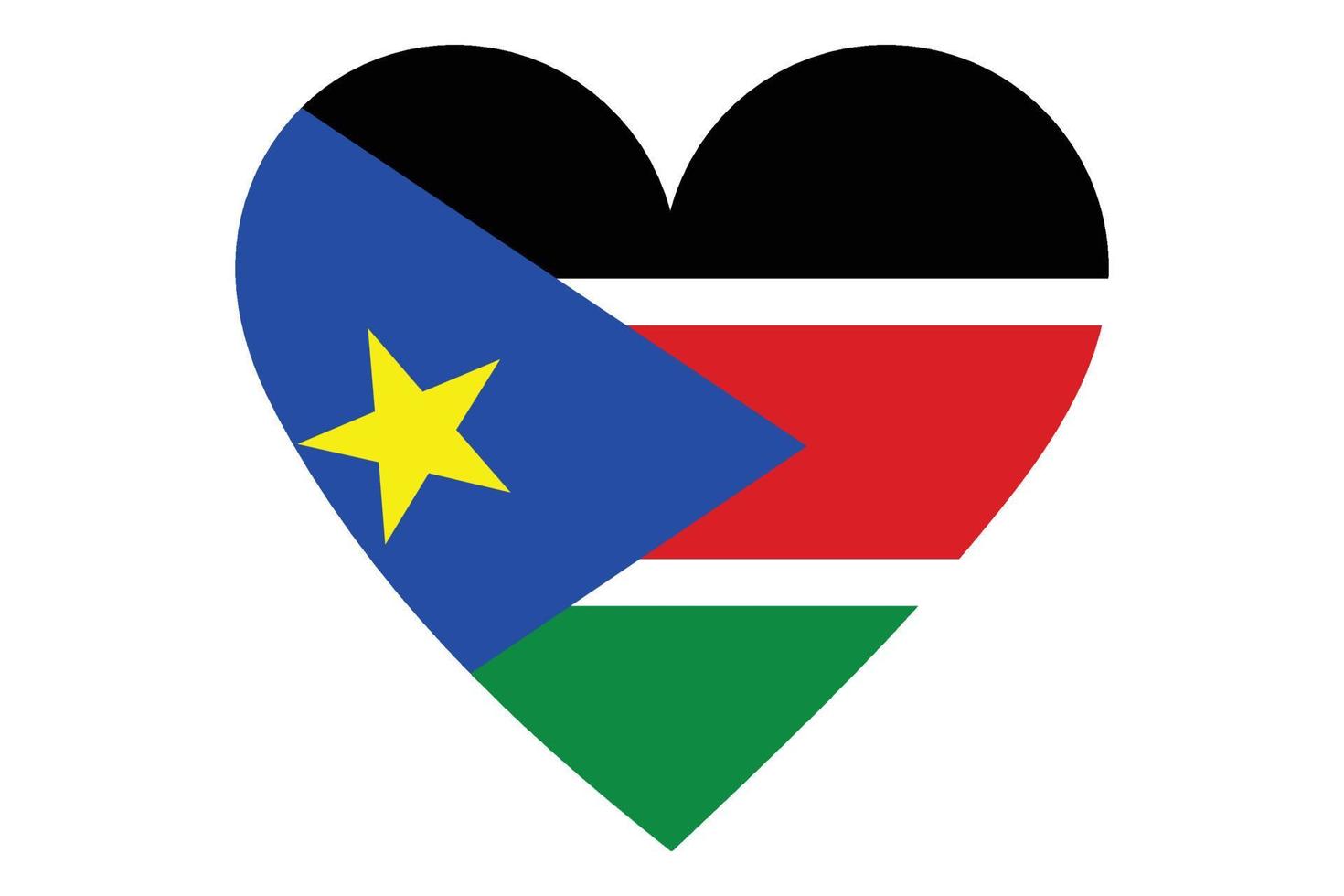 Heart flag vector of South Sudan on white background.