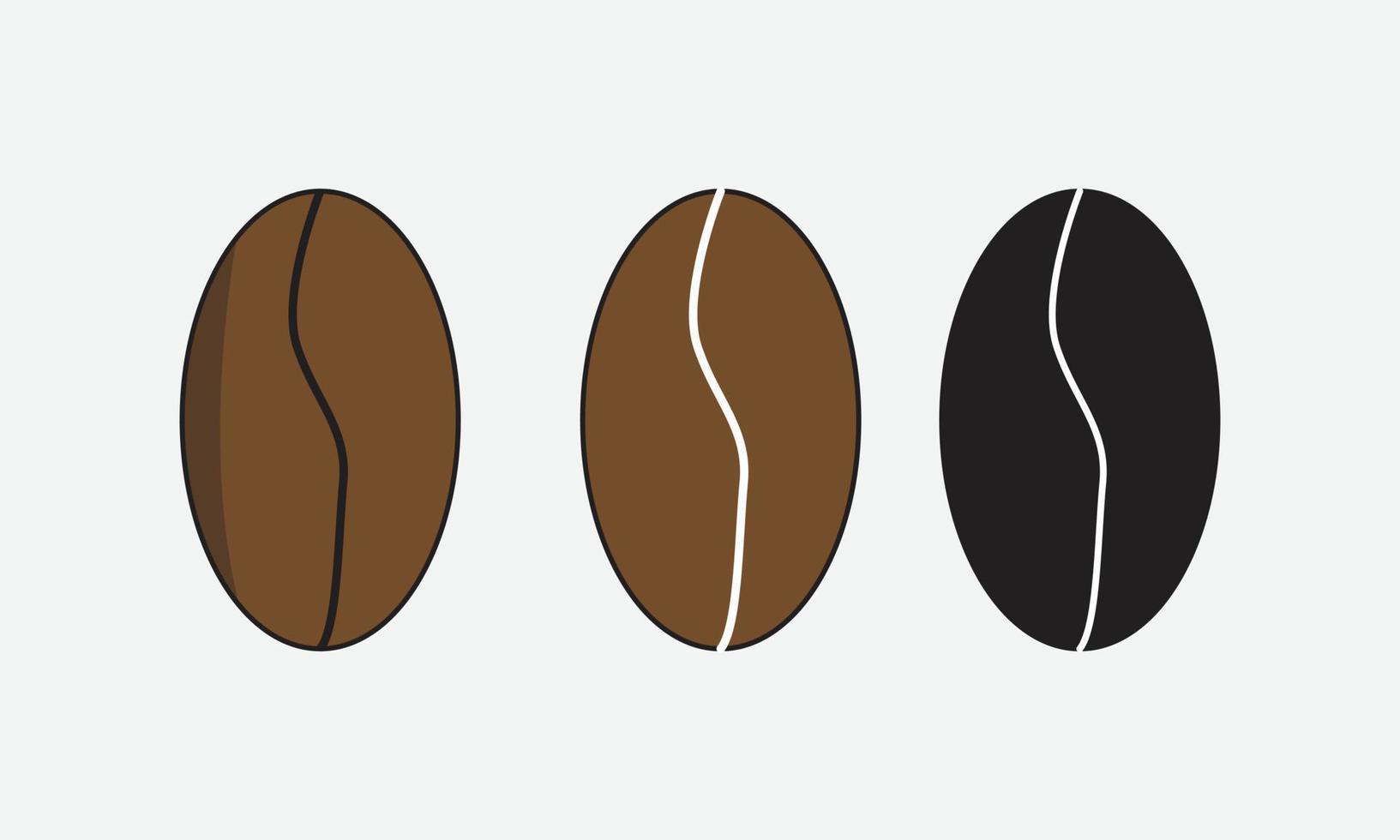 granos de café ilustración vectorial, granos de café negros marrones capuchino semillas naturales vector