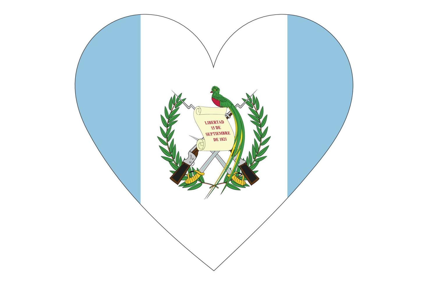 Heart flag vector of Guatemala on white background.