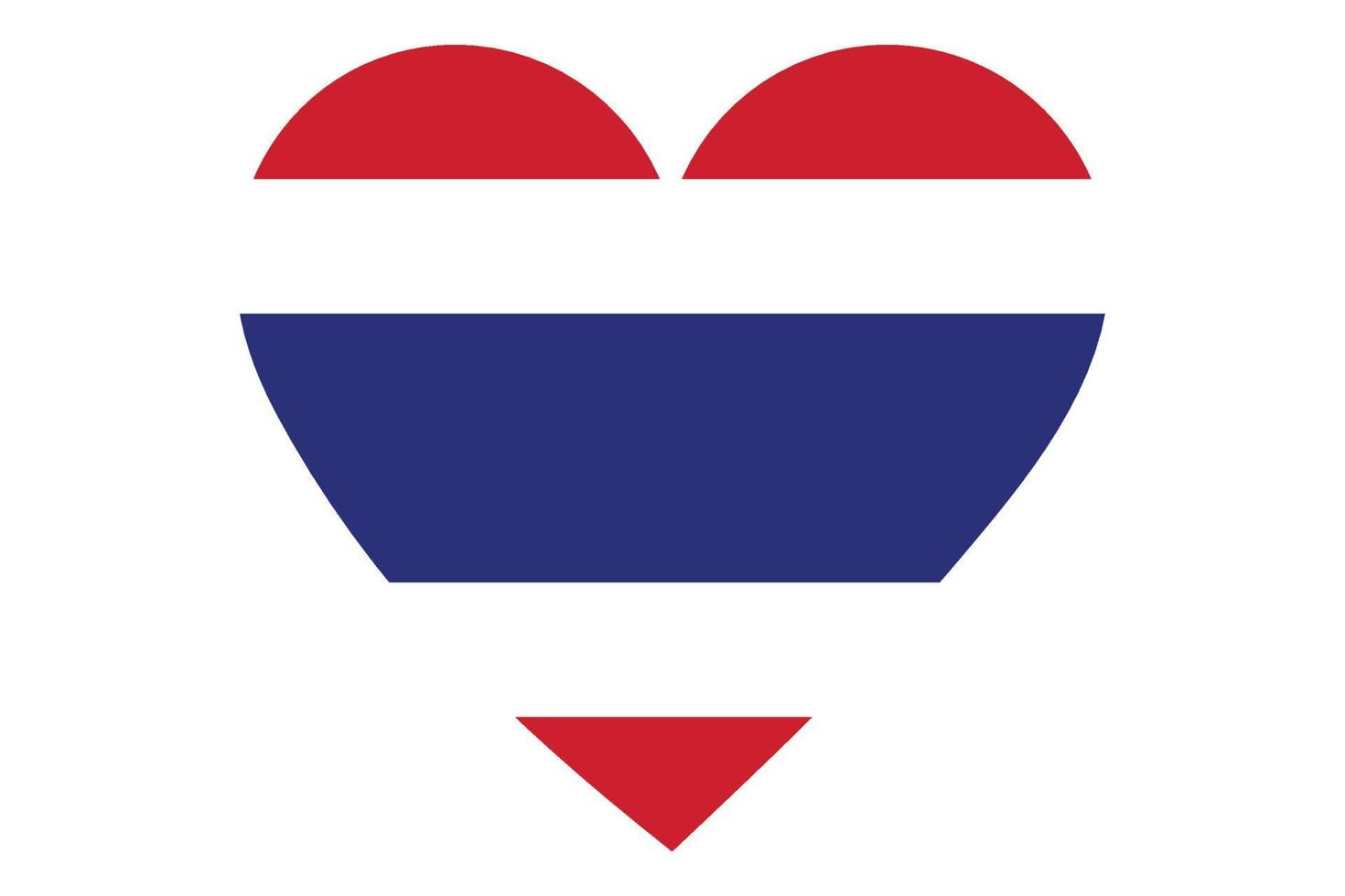 vector de la bandera del corazón de Tailandia sobre fondo blanco.