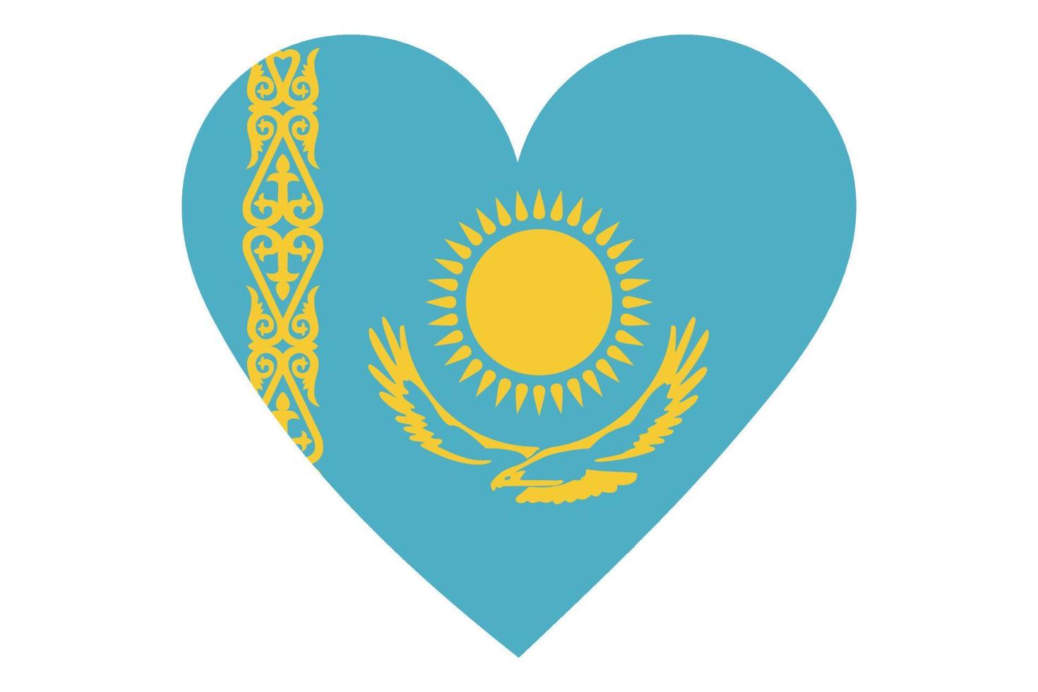 Heart flag vector of Kazakhstan on white background.