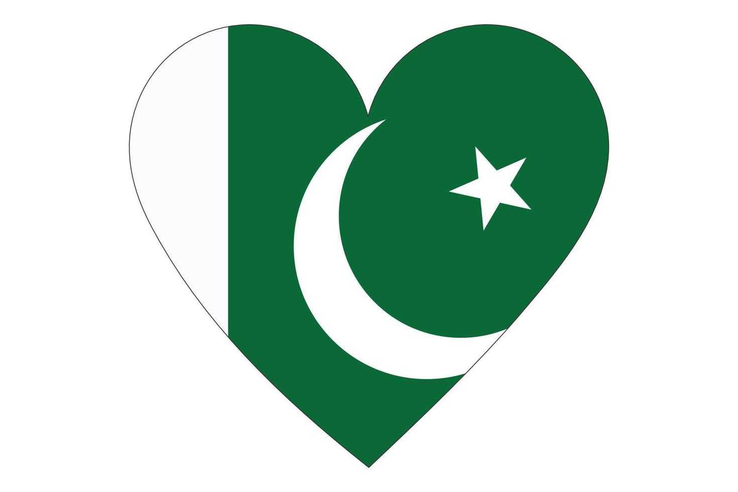 Vector de la bandera del corazón de Pakistán sobre fondo blanco.