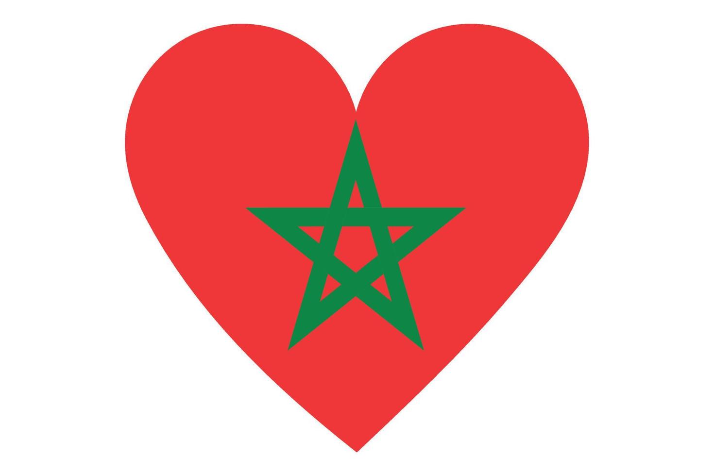 Vector de la bandera del corazón de Marruecos sobre fondo blanco.