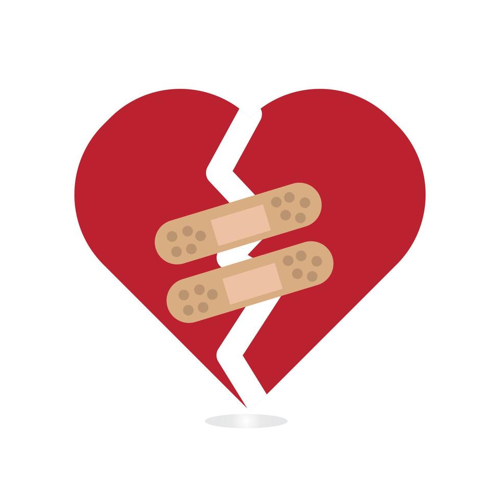 broken heart heartbreak breakup lonely valentine separation with bandage vector