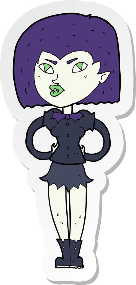 sticker of a cartoon vampire girl vector