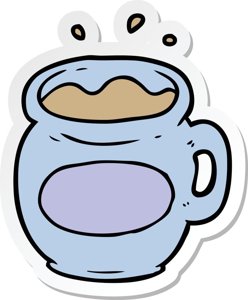 sticker of a cartoon coffee cup vector