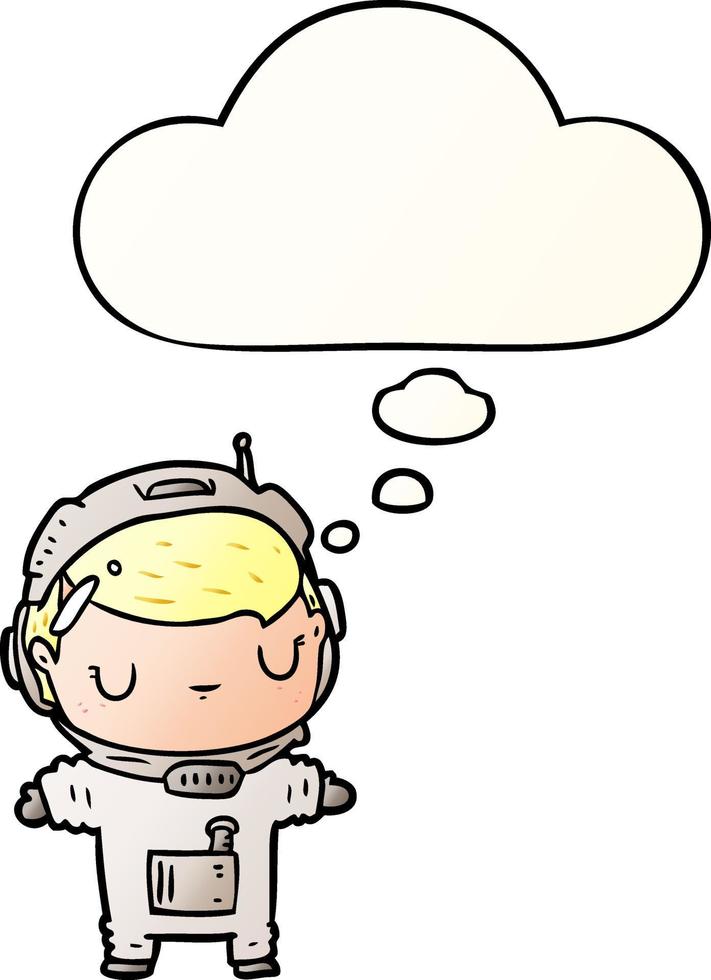 cartoon astronaut and thought bubble in smooth gradient style vector