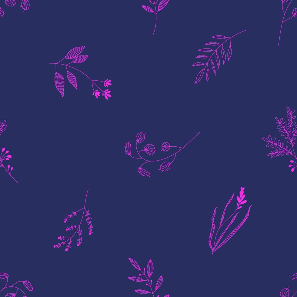 Seamless floral pattern on a dark background. vector