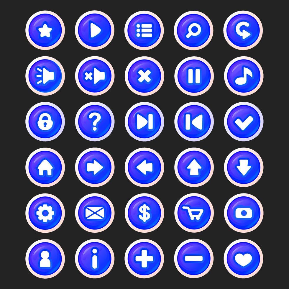 botones azules para juegos. estilo de dibujos animados vector