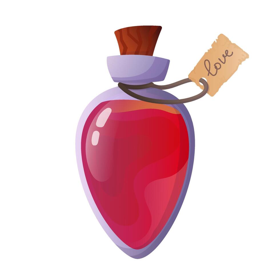 Magic potion. Cartoon game interface elements, alchemist bottles with elixir vector