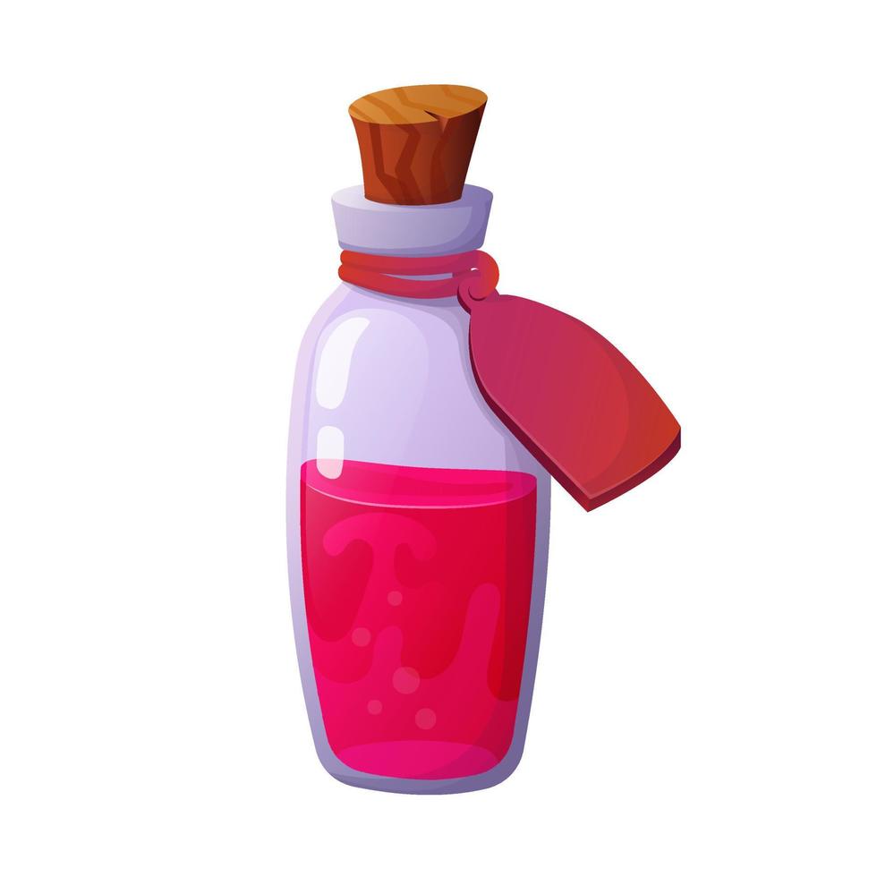 Magic potion. Cartoon game interface elements, alchemist bottles with elixir vector